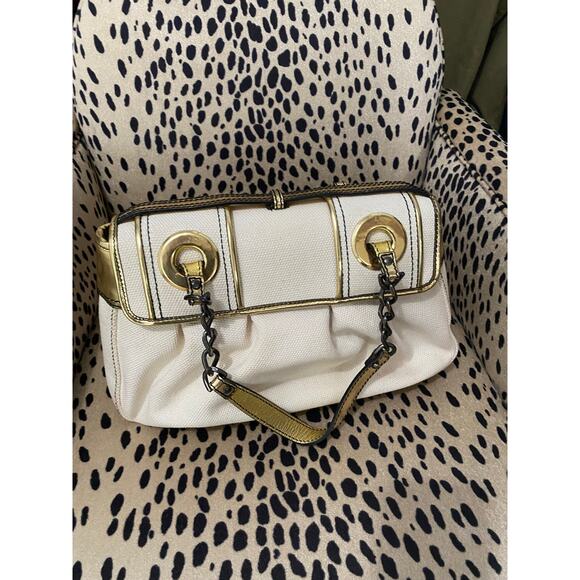 Vintage 00's Fendi Canvas And Gold Patent Leather B. Bag - Picture 5 of 8